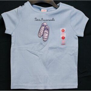 2008 Gymboree Petite Mademoiselle Shirt sz 7 Satin Ballet Slippers Embroidered